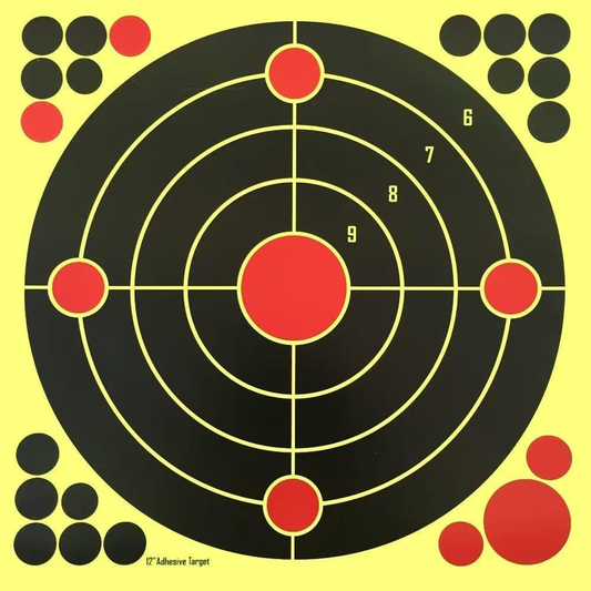 Techhunter 12x12 Inch Splatter Adhesive Shooting Targets, Reactive Bullseye Paper Targets for Rifle, Pistol, Airsoft and BB Guns Practice (5 Pack)