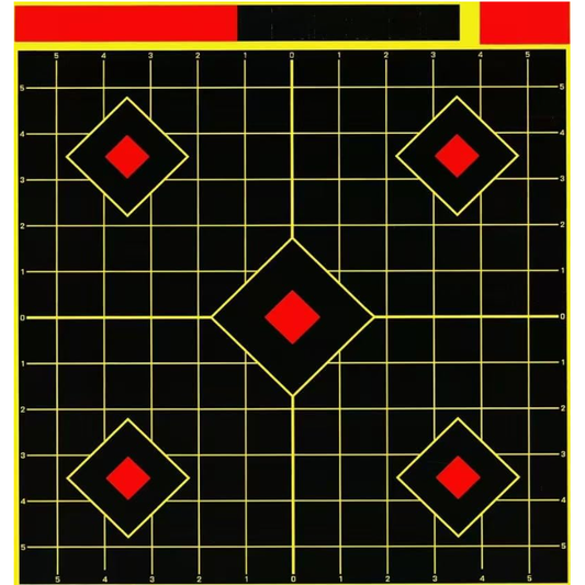 Techhunter 12x12 Inch Splatter Adhesive Square Shooting Targets, Reactive Bullseye Paper Targets for Rifle, Pistol, Airsoft and BB Guns Practice (5 Pack)