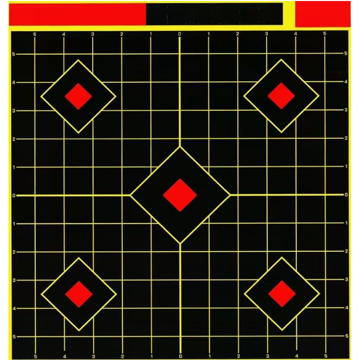 Techhunter 12x12 Inch Splatter Adhesive Square Shooting Targets, Reactive Bullseye Paper Targets for Rifle, Pistol, Airsoft and BB Guns Practice (5 Pack)