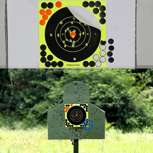 Techhunter 12x12 Inch Splatter Adhesive Square Shooting Targets, Reactive Bullseye Paper Targets for Rifle, Pistol, Airsoft and BB Guns Practice (5 Pack)